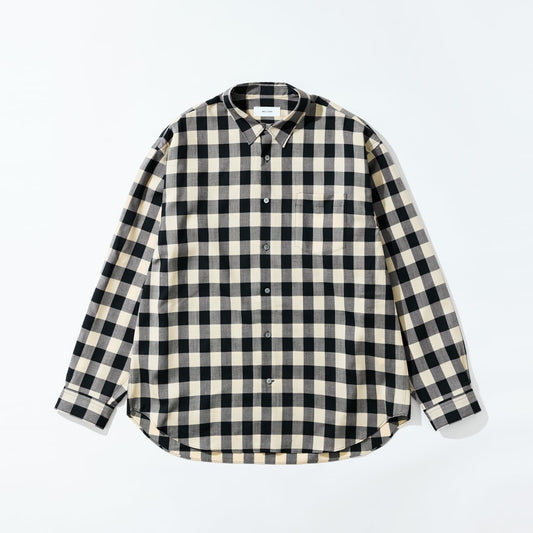 WELLDER【ウェルダー】Check Wide Silhouette Shirts (Black Block Check)
