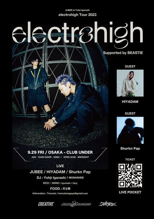 JUBEE × Yohji Igarashi electrohigh Tour 2023 Supprted by BEASTIE at OSAKA