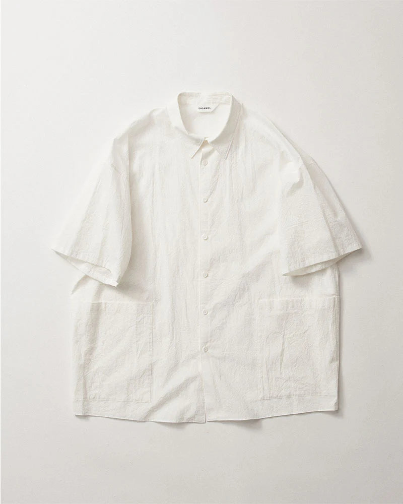 DIGAWEL【ディガウェル】Side pocket S/S shirt  (WHITE)【DWAA033】