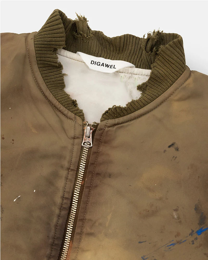 DIGAWEL【ディガウェル】Distressed MA-1 (Olive)【DWAB044】